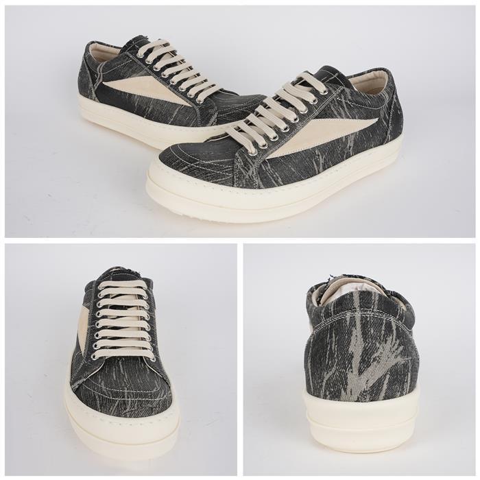 Rick Owens Darkshadow Vintage Denim Low-Top Sneakers