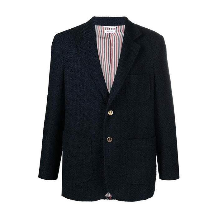 THOM BROWNE Navy Tweed Sack Sport Coat Men's Suit Jacket