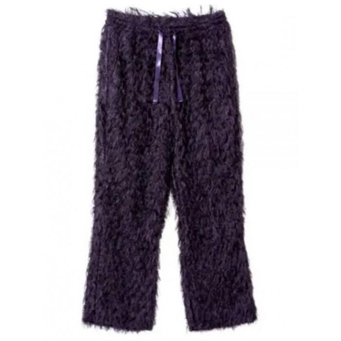 NEEDLES Purple Argyle Fringe Jacquard Drawstring Easy Pants NS122 Purple