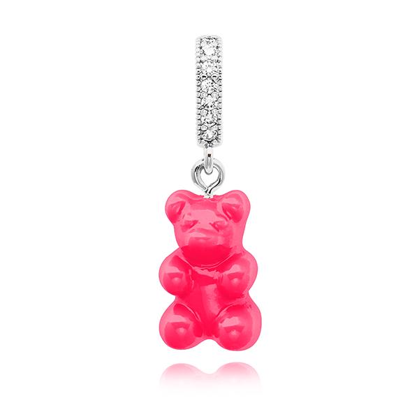 CRYSTAL HAZE Silver Nostalgia Bear Cosmopolitan Pave Connector Charm Keyring