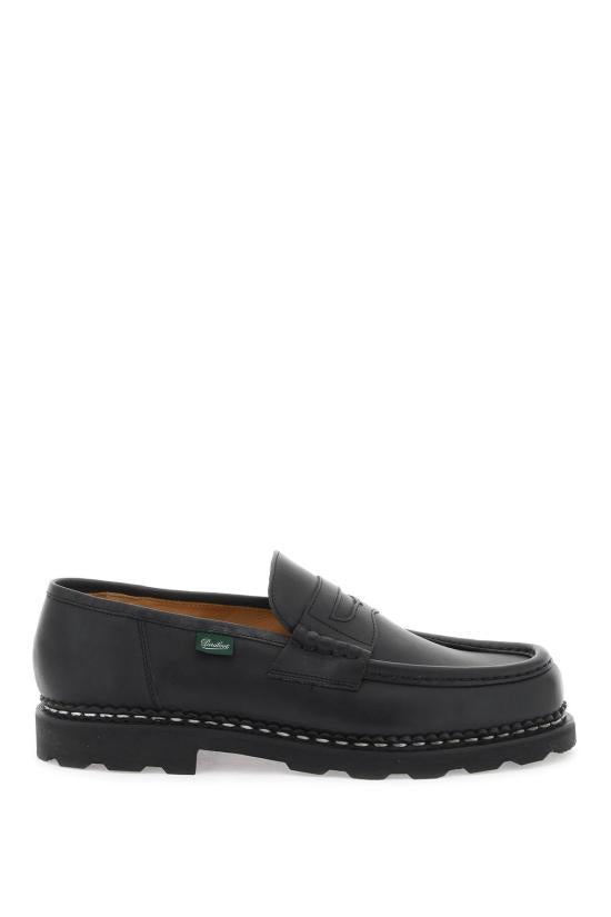 PARABOOT Black Leather Penny Loafers for Men 099412 BLACK DOM