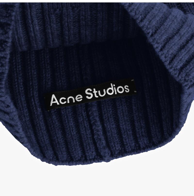 Acne Studios Unisex Knit Beanie Hat C40387 NAVY MELANGE