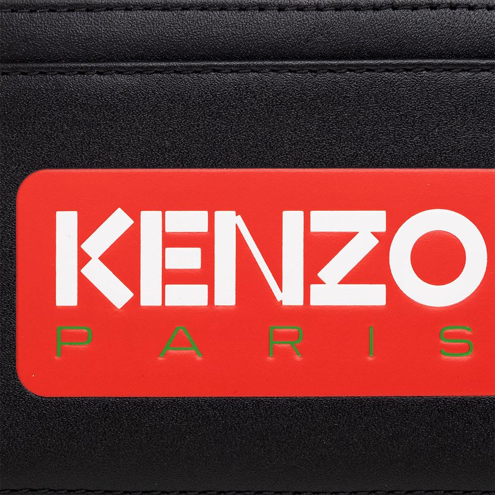 KENZO Signature Logo Card Holder Black Leather