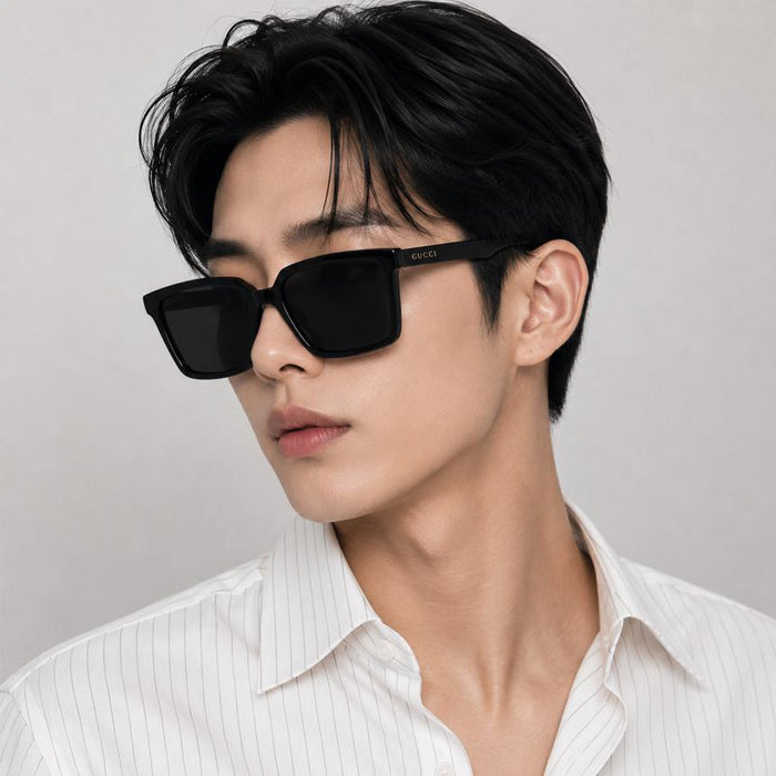 GUCCI Black Square Acetate Unisex Logo Sunglasses GG1540S
