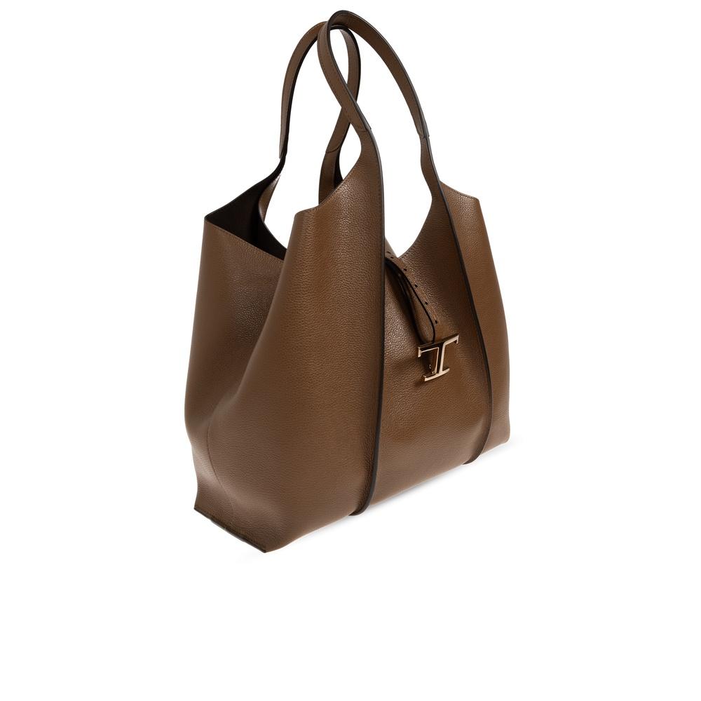 Tods T Timeless Medium Shopper Tote Bag Brown Leather