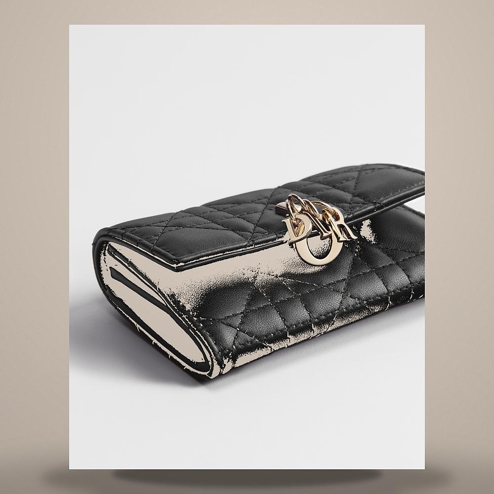 DIOR My Dior Glycine Black Cannage Lambskin Card Holder
