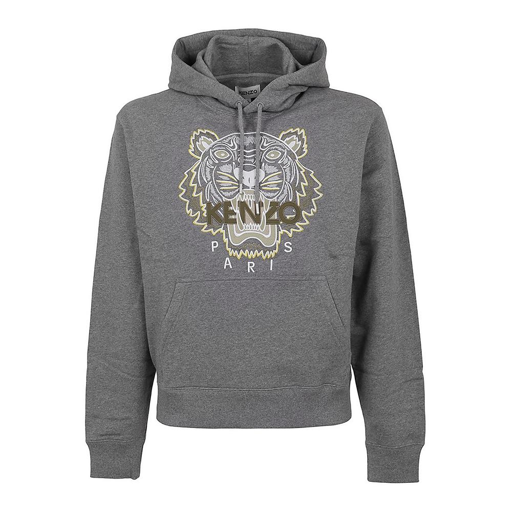 KENZO Tiger Logo Embroidered Hoodie Gray Unisex