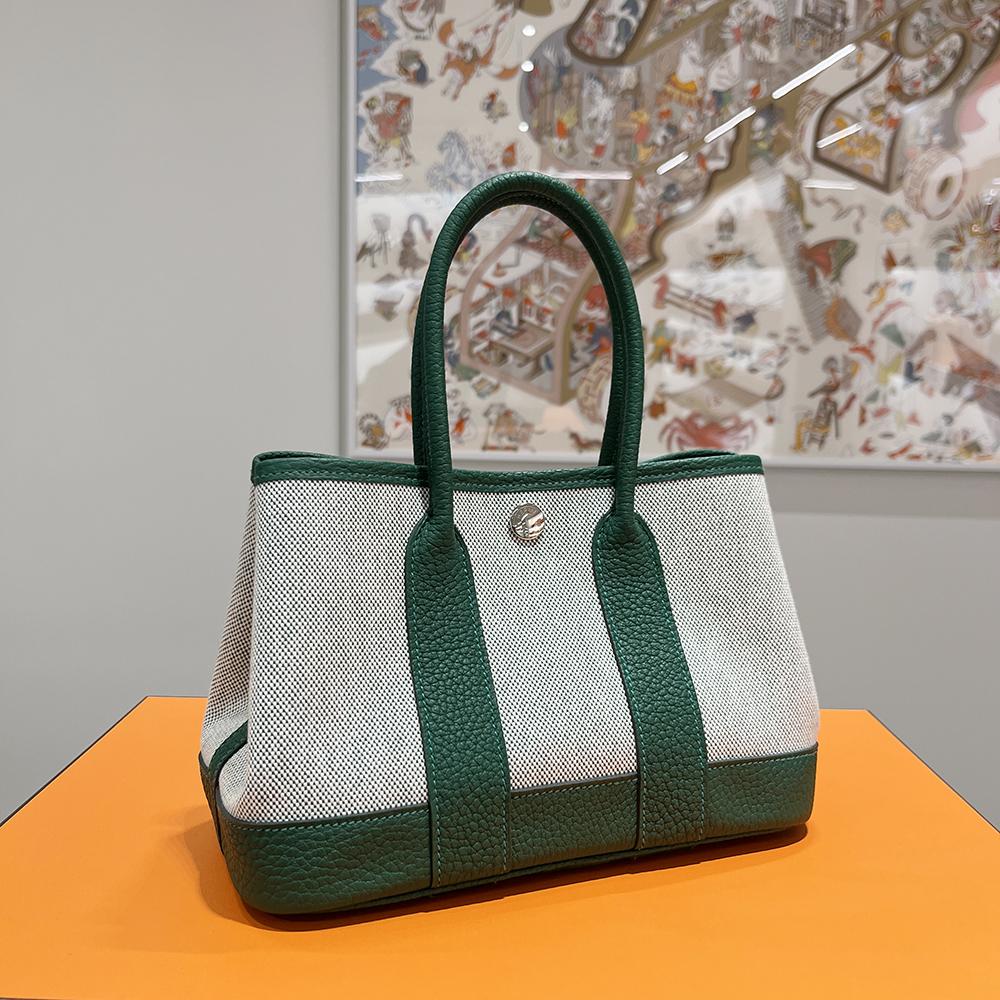 HERMES Mini Garden Party 23 Tote Bag Neo Ecru Vert Moyen