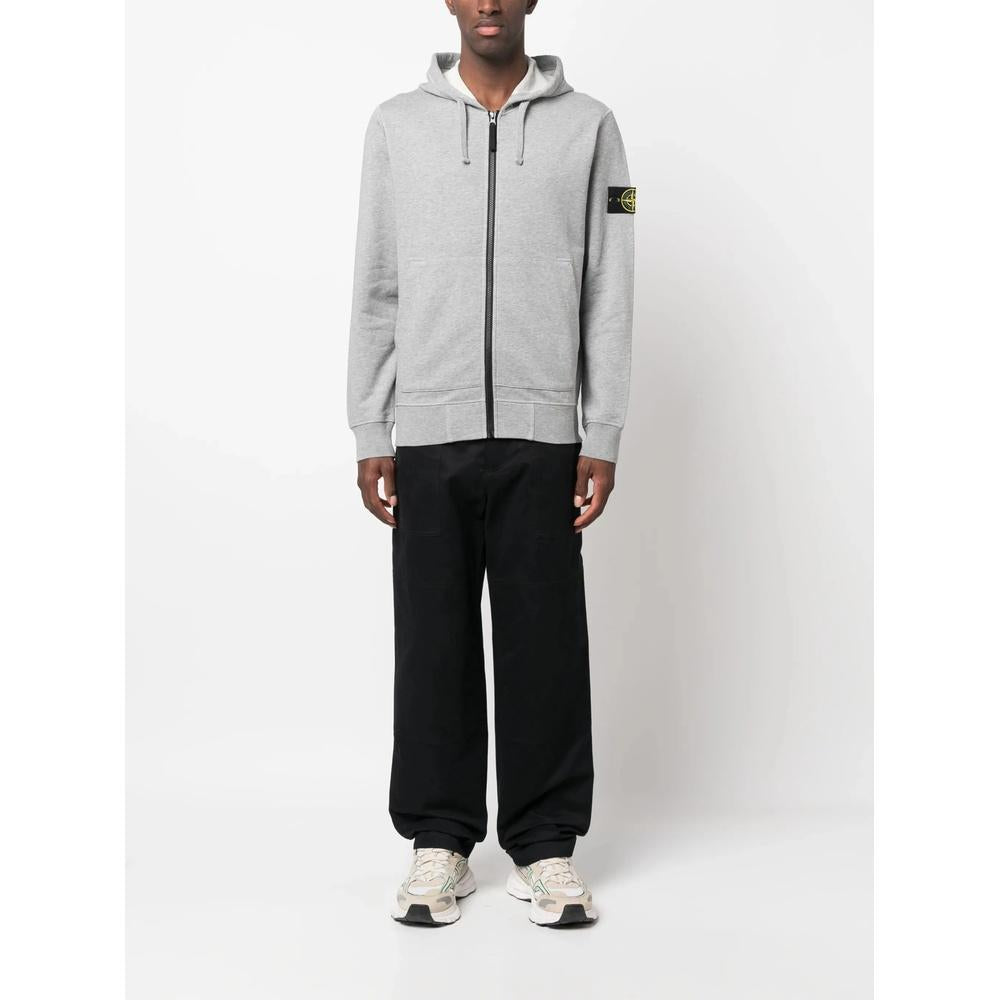 STONE ISLAND Logo Patch Men’s Zip Hoodie Jacket Navy Cotton