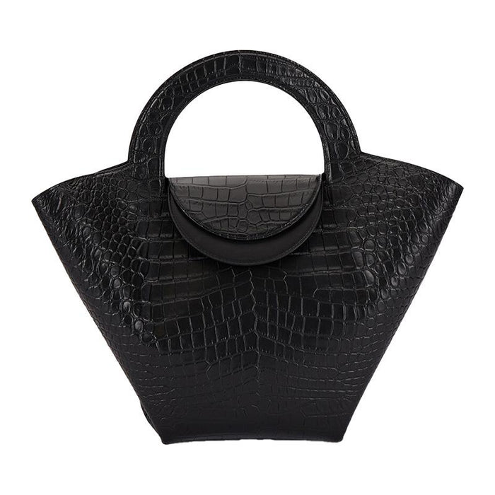 Bottega Veneta Black Crocodile Leather Doll Tote Bag
