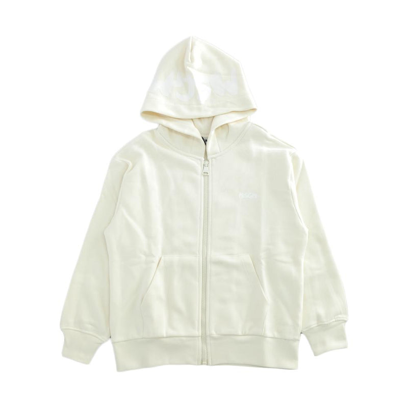 MSGM Ivory White Logo Print Hooded Zip-Up Jacket for Women F5MSJUZH002 013