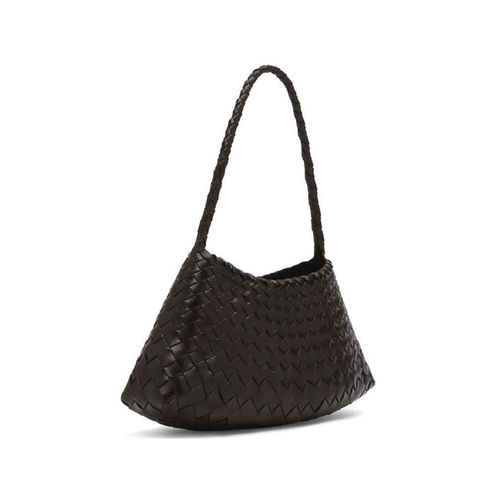 Dragon Diffusion Dark Brown Woven Leather Shoulder Bag Women