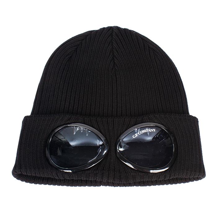 CP Company Cotton Goggle Beanie Black
