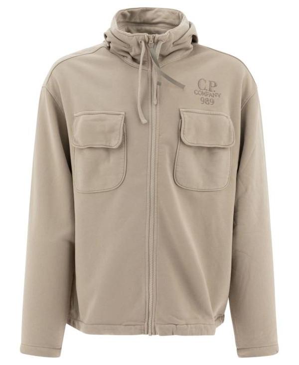 CP Company Brushed Emerized Diagonal Fleece Hoodie Men’s Green