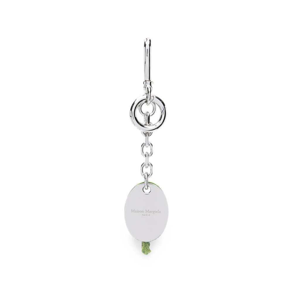 Maison Margiela Silver Tone Logo Keyring Keychain