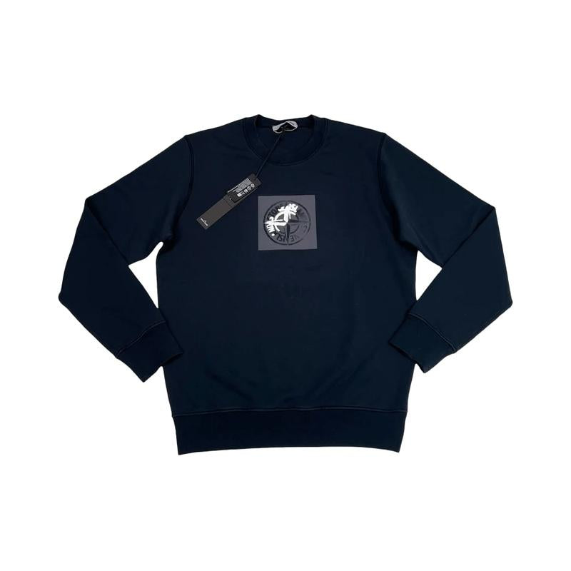 STONE ISLAND Cotton Fleece Crewneck Sweatshirt Navy Unisex