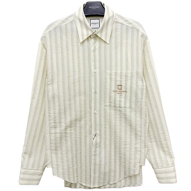 WOOYOUNGMI Logo Cotton Stripe Long Sleeve Shirt W261SH06 826M