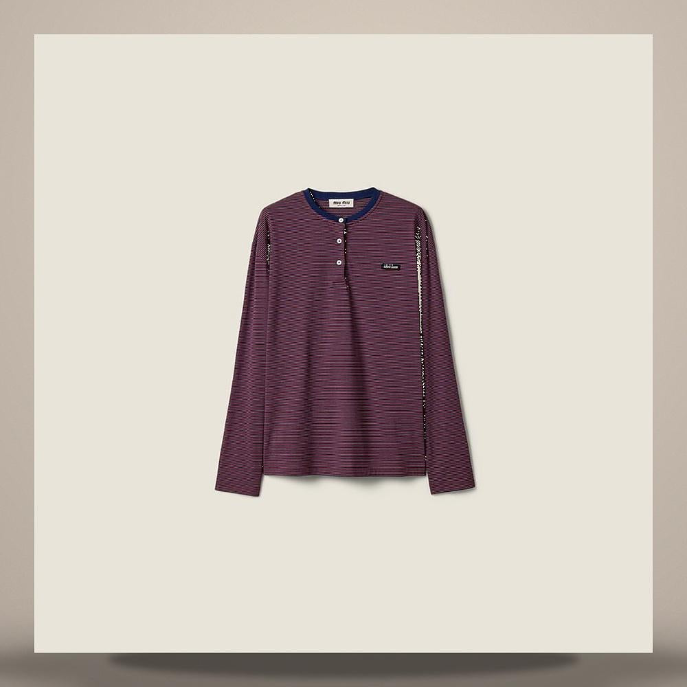 Miu Miu Stripe Jersey T-Shirt MJLA72 14RT F05OP