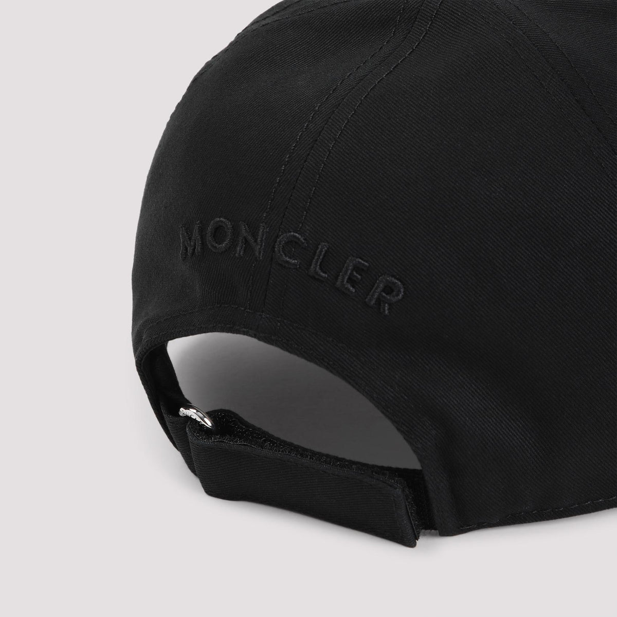 Moncler Black Cotton Logo Baseball Cap