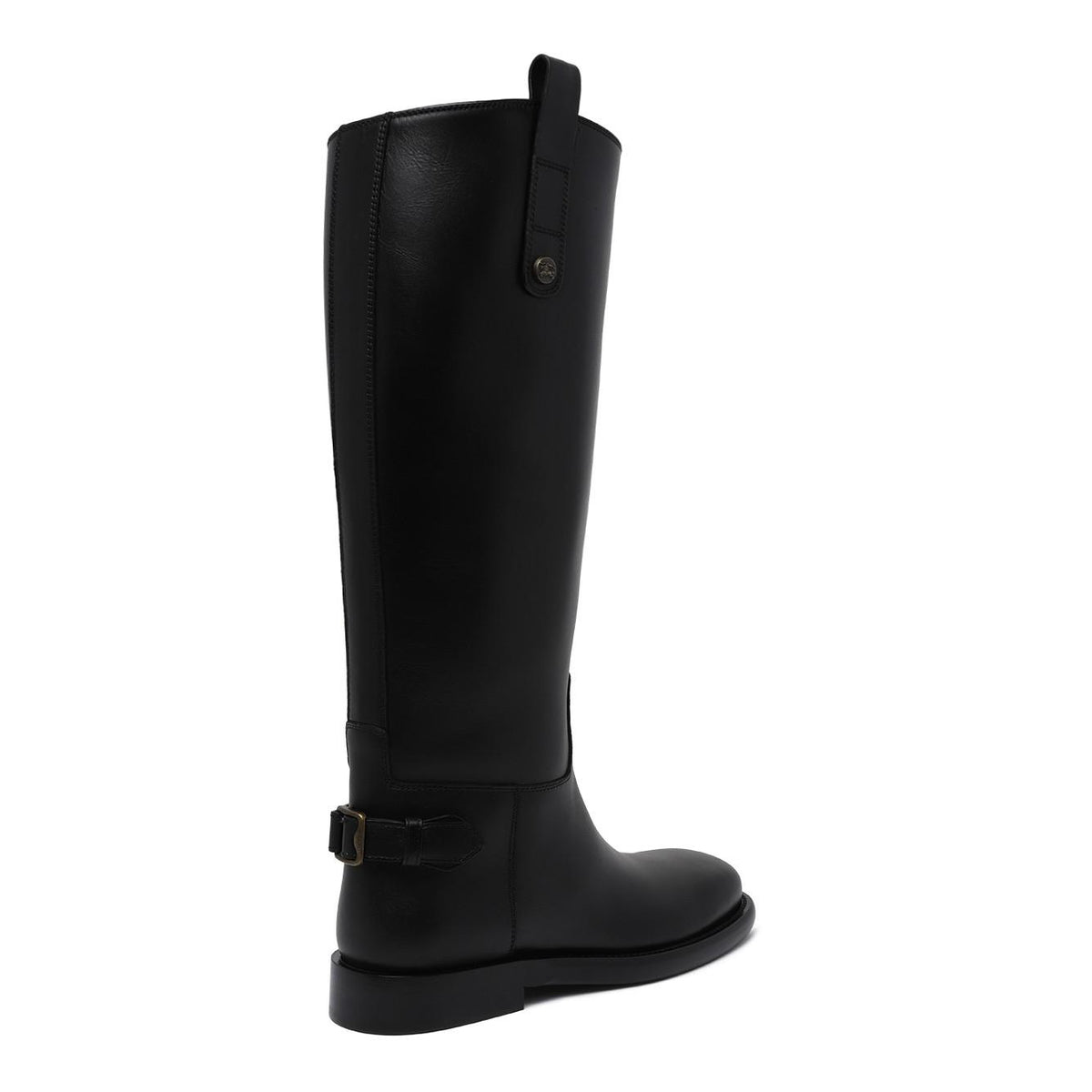 BURBERRY Black Leather Knee-High Long Boots