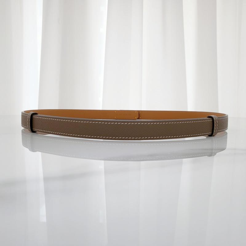 HERMES Kelly 18 Women’s Belt Etoupe Rose Gold Buckle