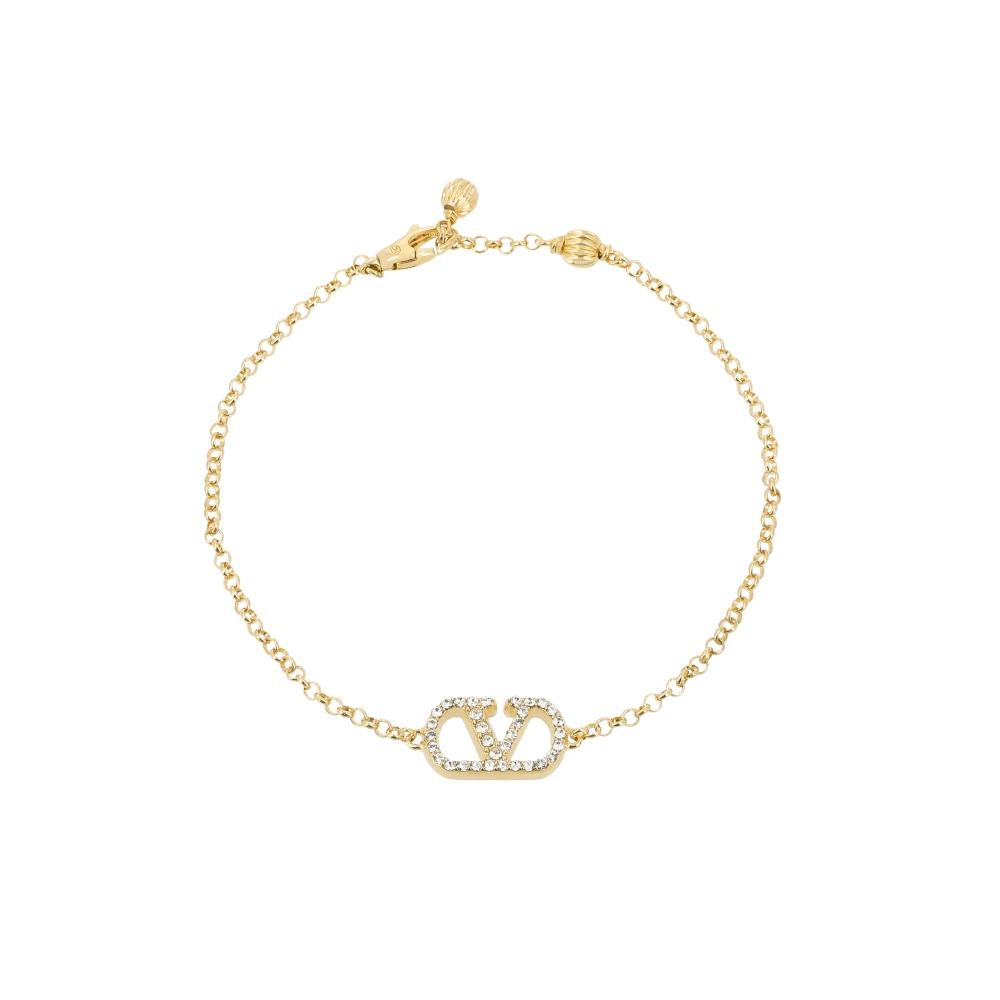 VALENTINO Garavani V-Logo Leather Bracelet for Women