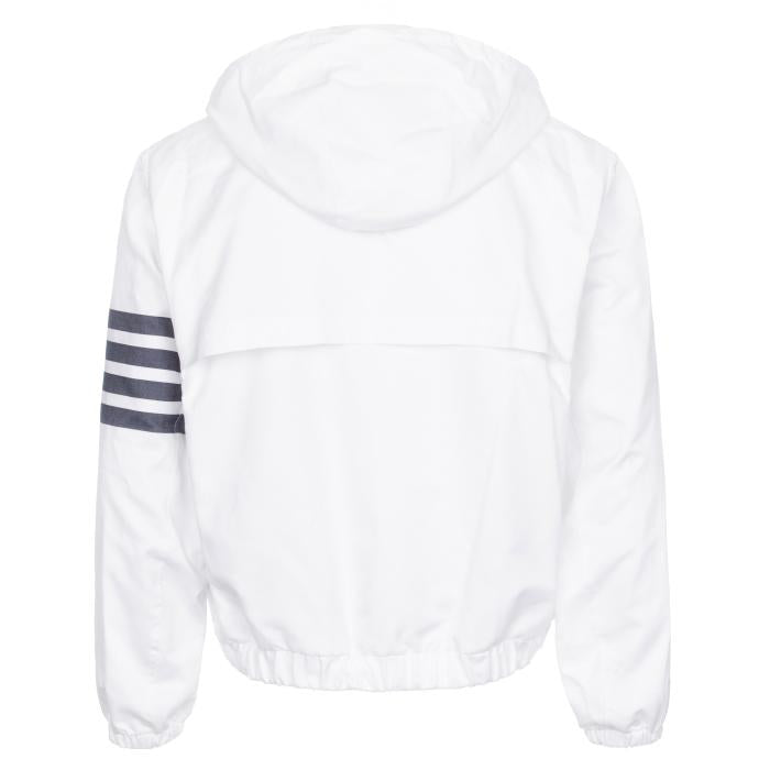 THOM BROWNE White Cotton Hooded Bomber Jacket for Men