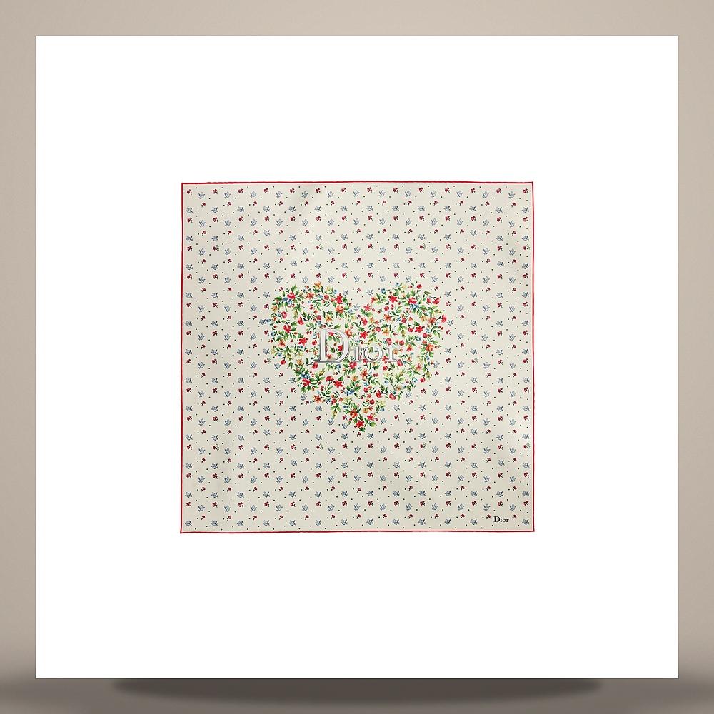 DIOR Amour Dove Rose 70 Square Scarf Multi-Color Silk Twill