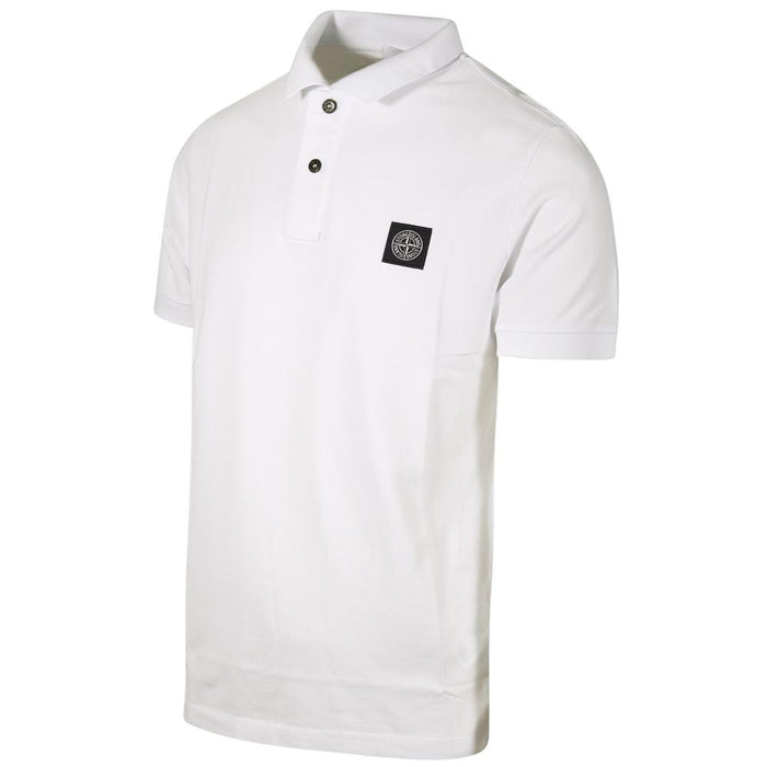 STONE ISLAND Logo Patch Slim Fit Polo T-Shirt White