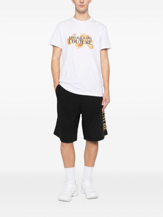 Versace Short Sleeve T-Shirt for Men 80GAHE02 CJ00E G03 WHITE GOLD DOM