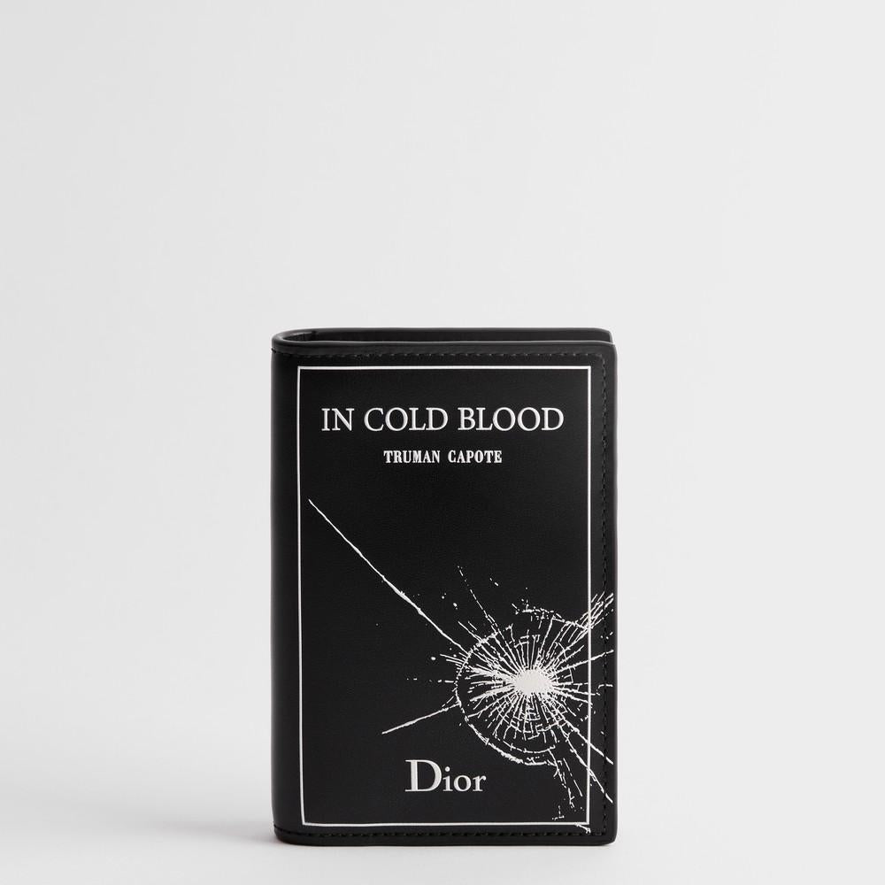 DIOR Black White Embossed Calfskin Bifold Card Holder Wallet