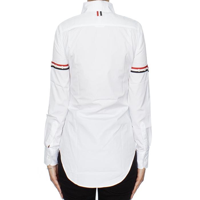 THOM BROWNE Poplin Armband Classic Round Collar Shirt White Women