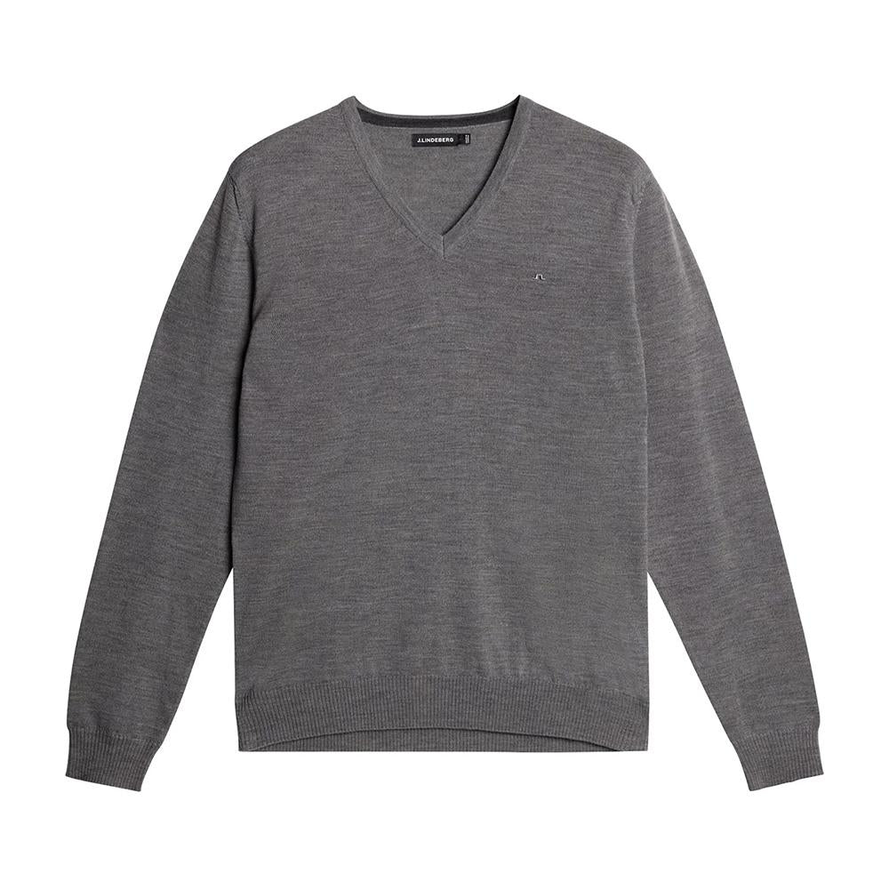 J LINDEBERG Merino V-Neck Sweater Gray Men’s Knit FMKW09642 9363
