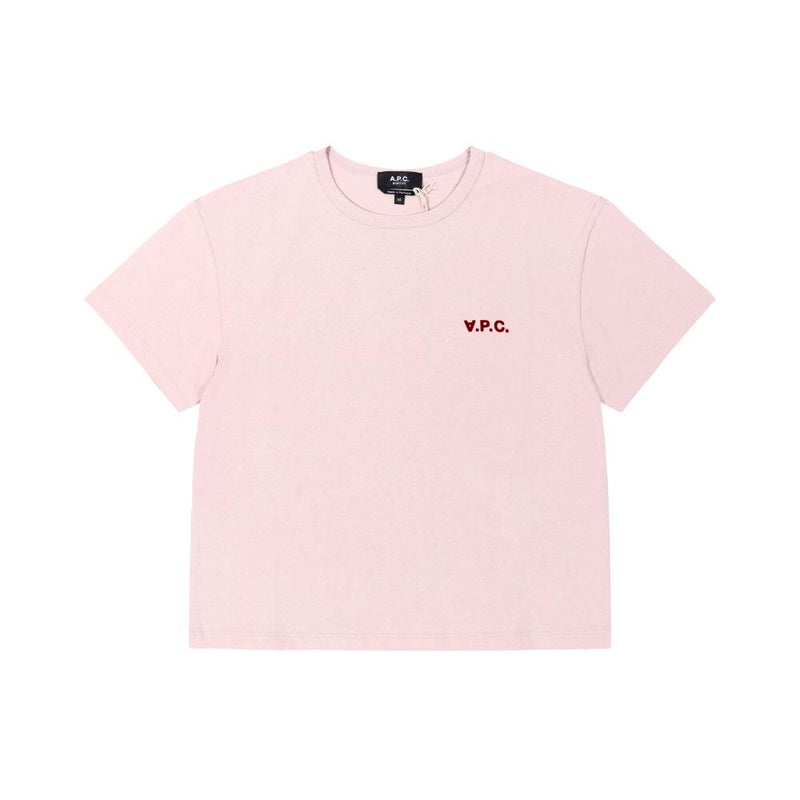 A.P.C. Womens Boxy Petite Crop Short Sleeve T F26390 FLG ROSE POUDREBORDEAUX VPC