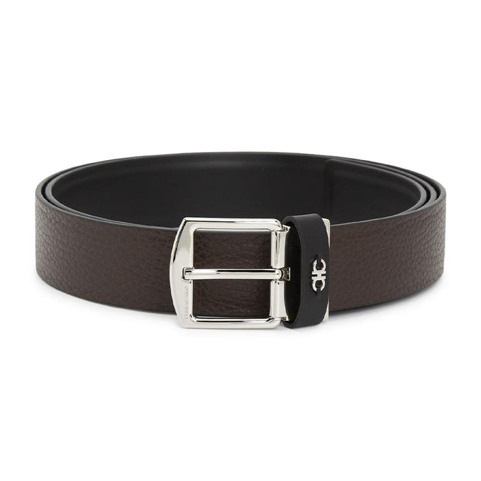 Ferragamo Men’s Reversible Leather Belt Black/Brown Pre-Cut