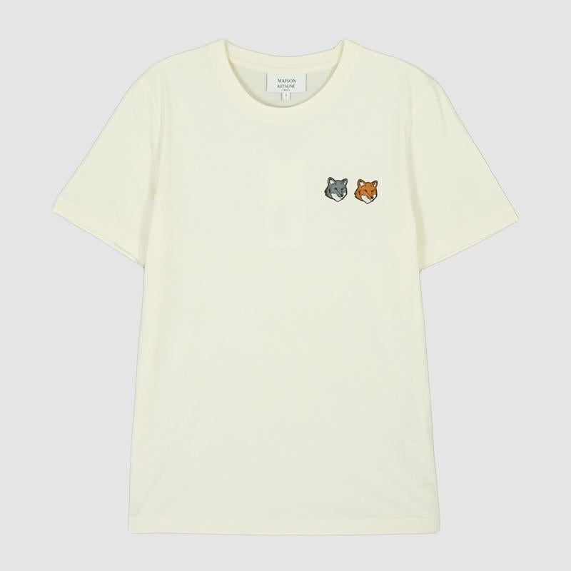 Maison Kitsune Double Fox Head Short Sleeve T-Shirt Latte Women