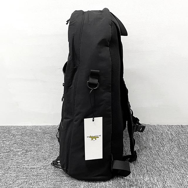Maison Kitsune Flash Fox Logo Backpack Unisex Black Nylon NM05170WQ4034 P199