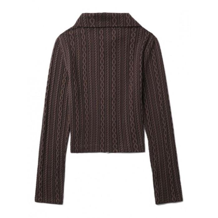 OUR LEGACY Slim Zip Long Sleeve Hoodie Indulgent Choco Cable Jacquard