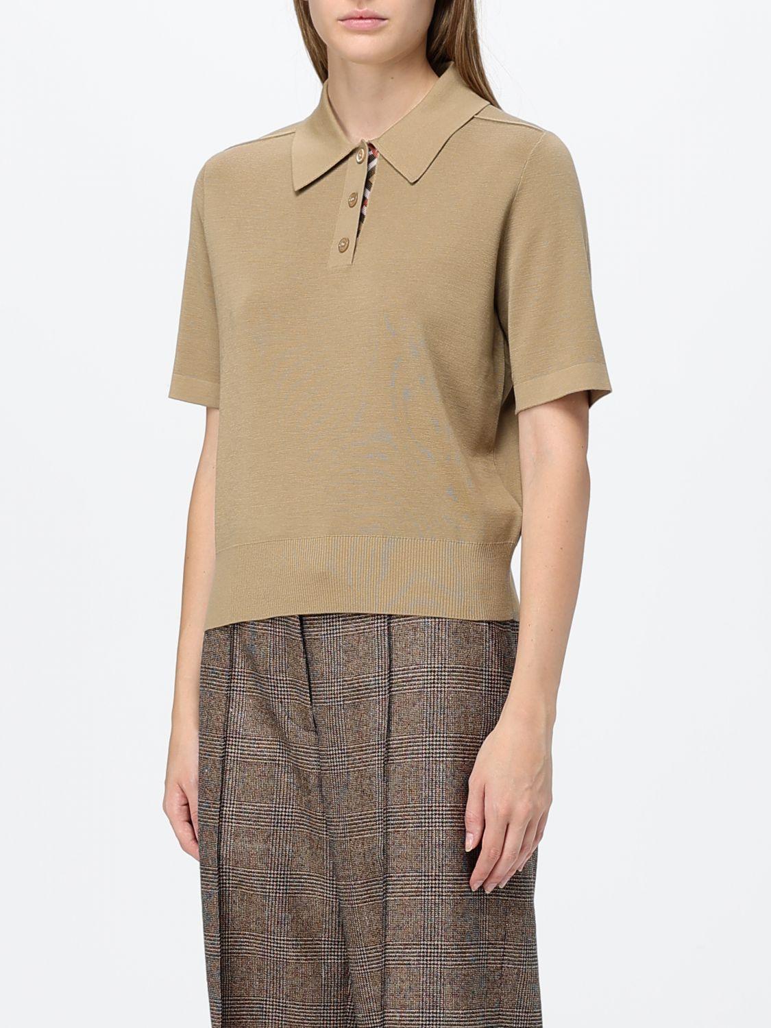 BURBERRY Merino Wool Knit Polo Shirt Women’s Navy