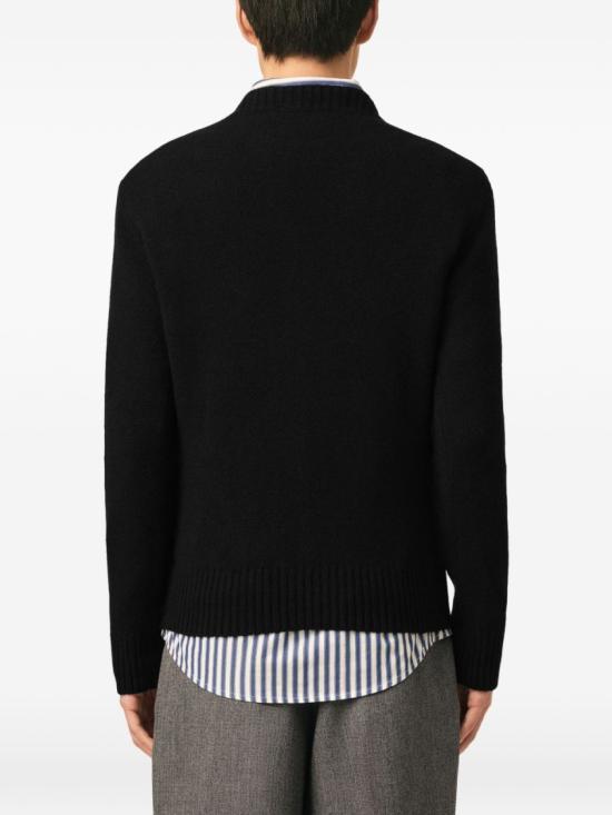 AMI Black Round Neck Knit Sweater for Men