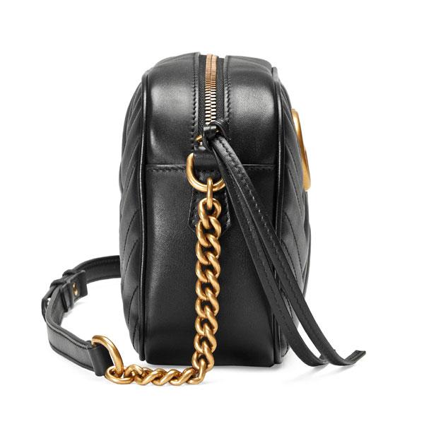 GUCCI Marmont Matelassé Black Leather Shoulder Bag