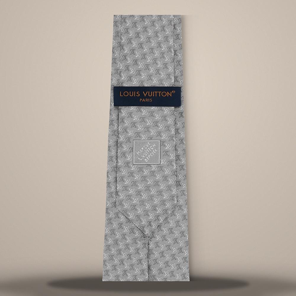 Louis Vuitton Interlocked LV Logo Tie Gray Silk Men's Accessory M98101