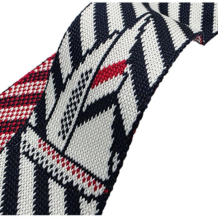 THOM BROWNE Navy Pinstripe Knit Tie Sail Boat Motif