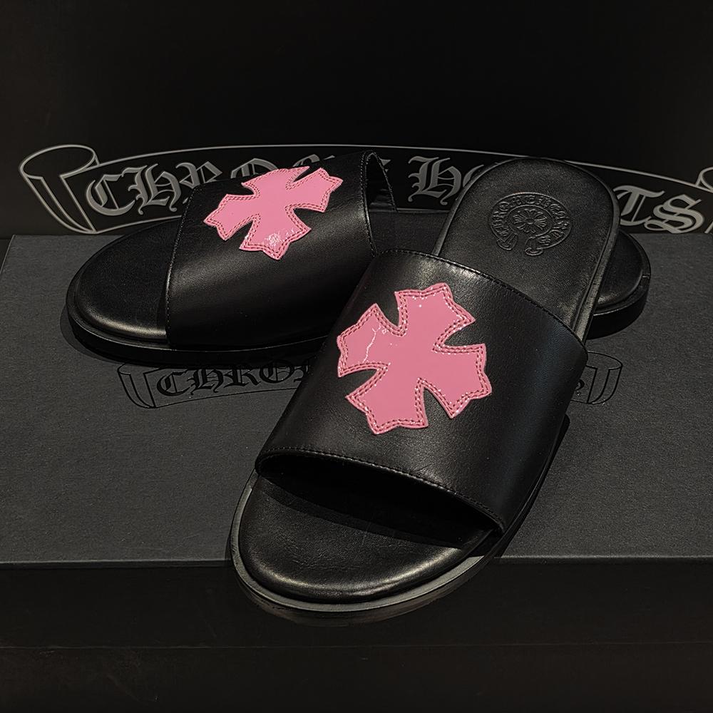 Chrome Hearts Cross Patch Slippers Black Pink Men’s