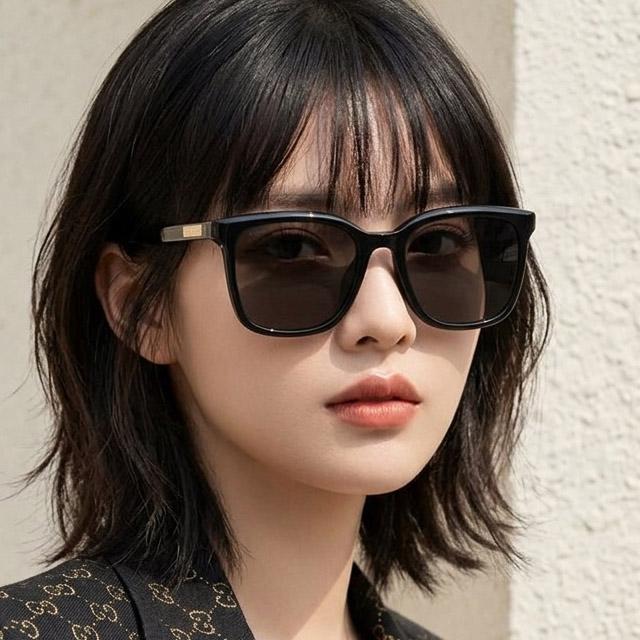 GUCCI Black Rectangular Acetate Sunglasses Unisex Asian Fit GG2080 SK 001