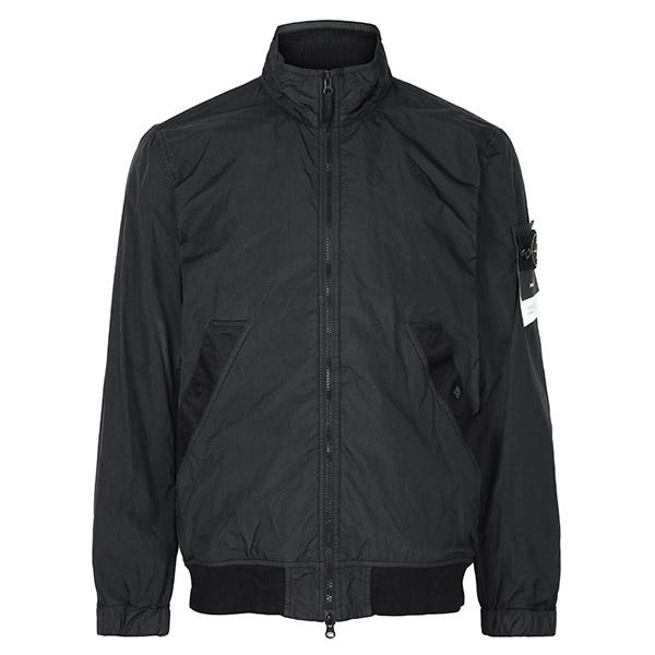 STONE ISLAND Black Crinkle Reps Windbreaker Zip Jacket L2S154100002 S0A23 V0029