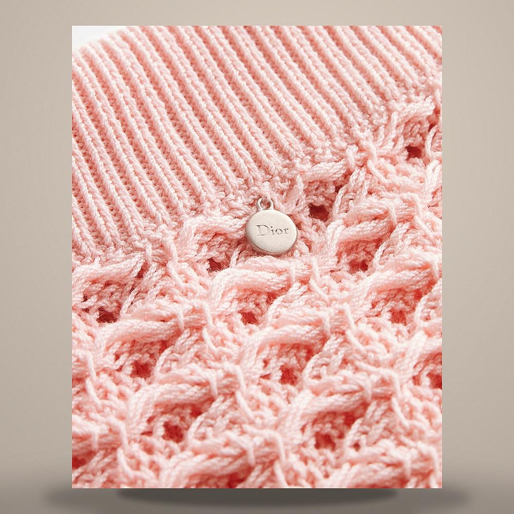 DIOR Pink Cotton Crochet Knit Straight Mini Skirt 644J10A7909 X4020