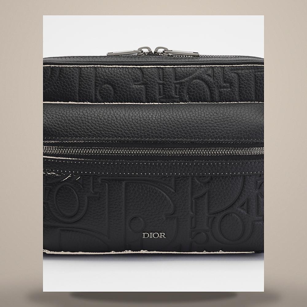DIOR Rider Zipped Strap Bag Black Gravity Grain Calfskin Crossbody