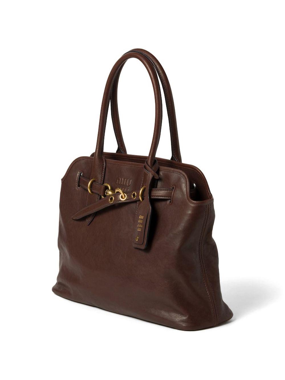 Miu Miu Leather Tote Bag Navy