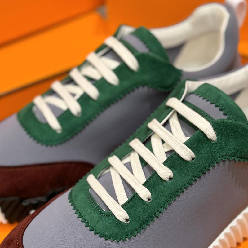 HERMES Sky Blue/Black Bouncing Technical Goatskin Low-Top Sneakers